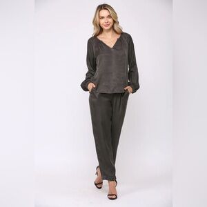 Maven West Peasant Top 100% Silk Satin Cupro XS